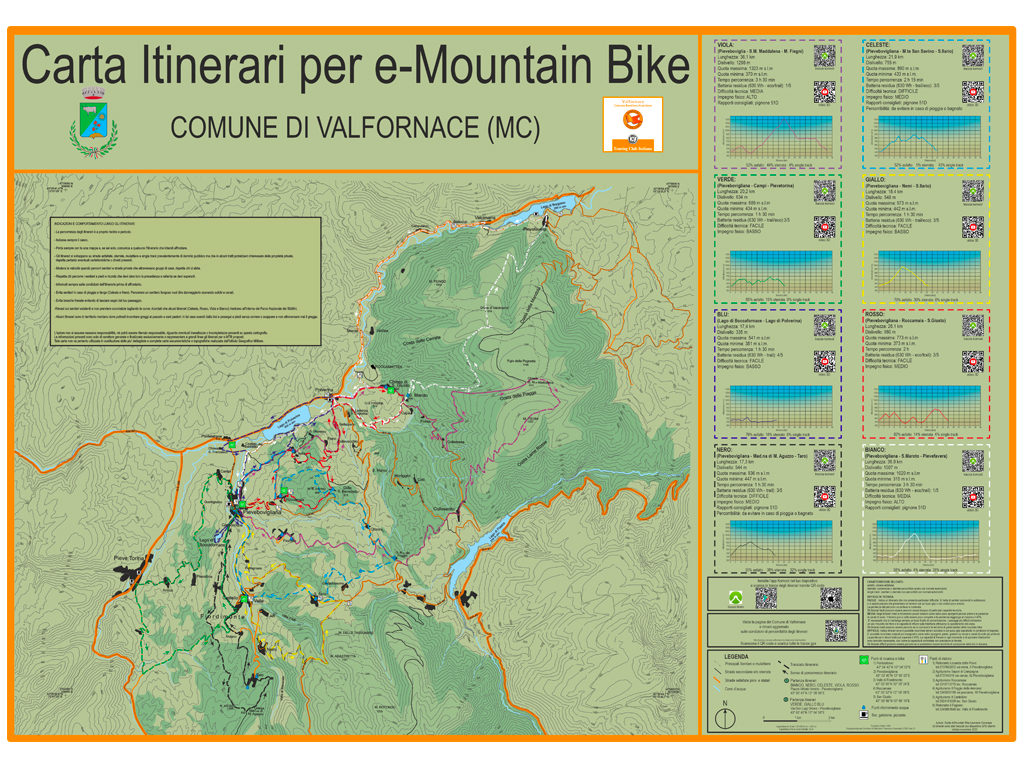 Carta itinerari per e-Mountain Bike Valfornace